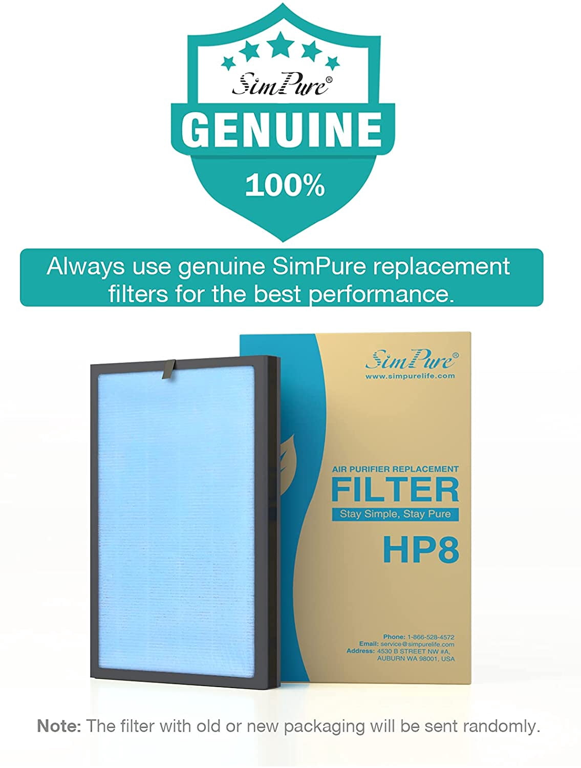 SimPure HP8 Original HEPA Replacement Filter Compatible with SimPure HP8 Air Purifier Filter,Remove 99.97% Pet Hair,Pack  of  1