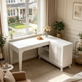 thumbnail image 2 of Fnova 57" L-Shaped Modern Desk, Writing Desk Computer Desk with 4 Drawers & Open Shelves, Lateral Storage Cabinet, for Home Office/Study, 2 of 14
