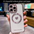 thumbnail image 3 of for iPhone 14 Pro Max Case Magnetic Glitter [ Compatible with MagSafe ], Bling Love Heart Clear Phone Case, Camera Protection Sparkly Plating Slim Soft Back Cover for Women Girls - Pink, 3 of 7