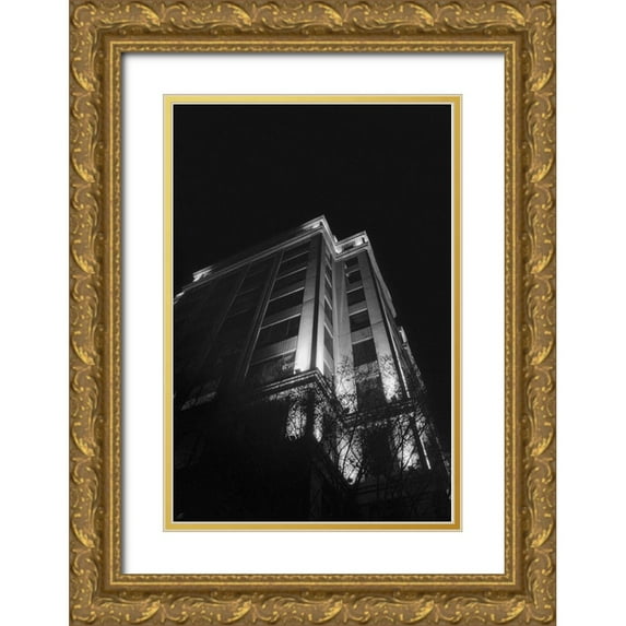 Lee, Judson 17x24 Gold Ornate Wood Framed with Double Matting Museum Art Print Titled - Big Building at Night II