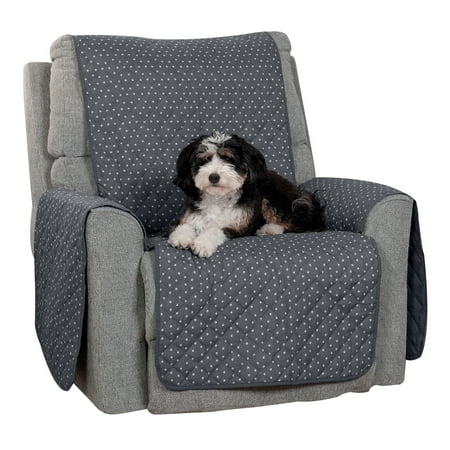 UPC: 0842229129045 | FurHaven Pet Products Reversible Recliner Furniture Protector – Polka Paw Print Gray