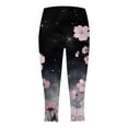 thumbnail image 2 of GHSOHS Leggings for Women Yoga Pants Bell Bottom Pants Jeggings Tights Capri Leggings for Women Floral Print Cropped Leggings Knee Length Summer Workout Leggings Casual Comfy Cropped Yoga Pants C,L, 2 of 5