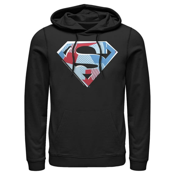 Men's Superman Logo Geometric  Pull Over Hoodie Black Small