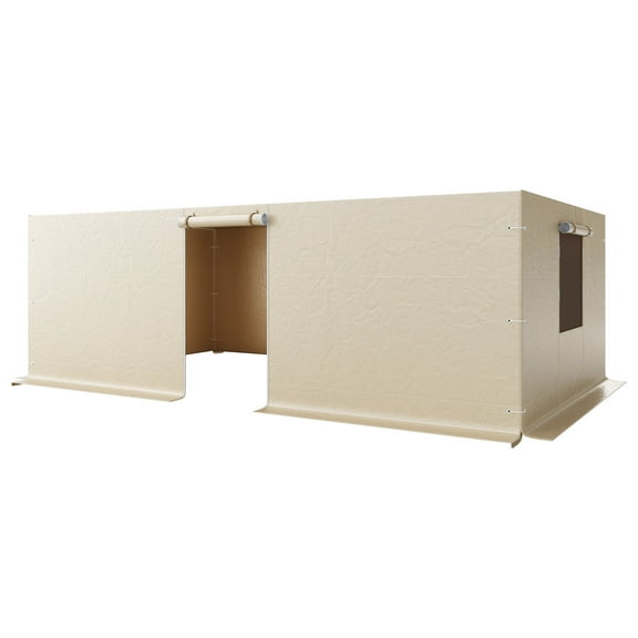 KFFKFF Gazebo Sidewall Compatible with 12 x 20 ft Structures, 4-Panel Winter Cover for Hardtop Gazebos, Durable PE Material, Weather-Resistant Outdoor Panels with Mesh Windows