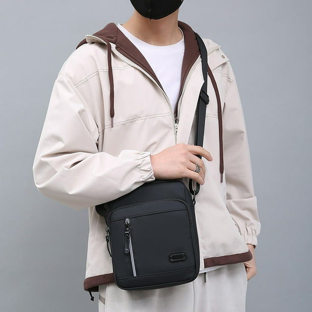 Bolsa bandolera para hombre Bolsas de mano para telefono movil de negocios simples informales negro Ndcxsfigh Para Estrenar Walmart en linea