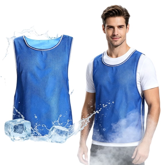 Adjustable Cooling Vest with 24 Ice Packs for Men and Women, Anti-Heat Ice Vest PVA Waterproof Ice Vest Resistant Personal Cooling Vest Sports Vest for Outdoor Work and Motorcycle, Blue