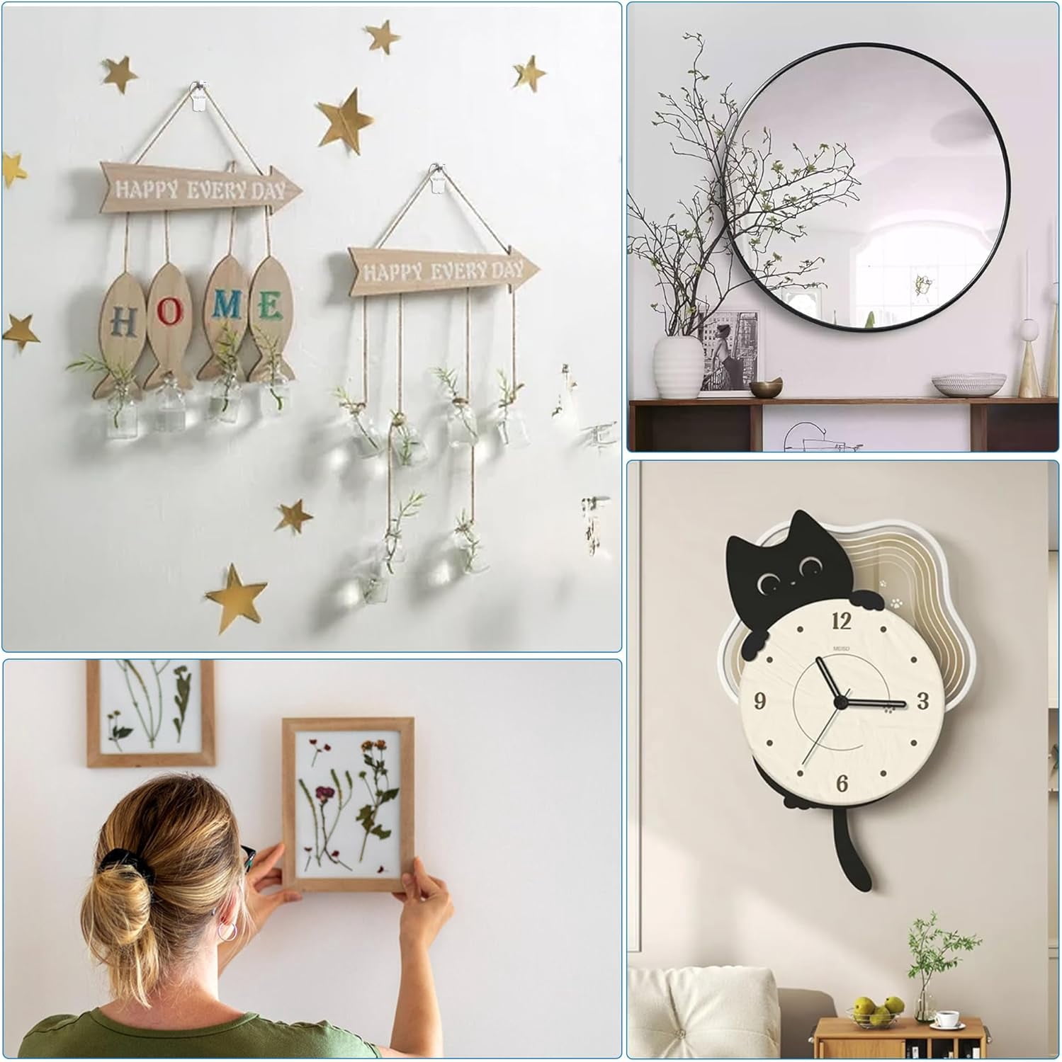 JJEAN-Claw Drywall Picture Hangers 30 Pack, Picture Hanging Hooks Support 40Lbs, Drywall Picture Hanger for Photos, Posters, Mirror, Painting, Minimal Damage Wall Hooks