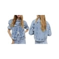 thumbnail image 3 of Chaqueta Vaquera Corta de Color con Mangas 3/4 para Mujer, de Lavado , Estilo Camionero Azul S, 3 of 7