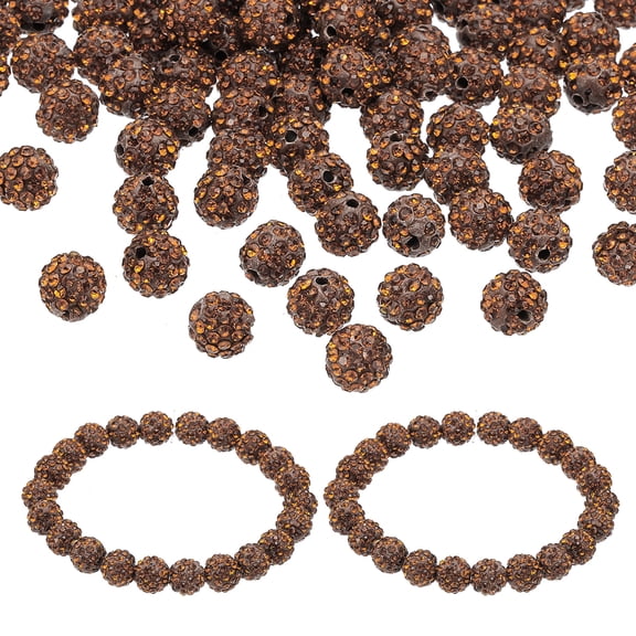 Uxcell Rhinestone Beads, Clay Rhinestone Beads Disco Ball Beads Diamond Spacer Beads Crystal Sparkle Shiny Round 150Pcs Brown 10mm