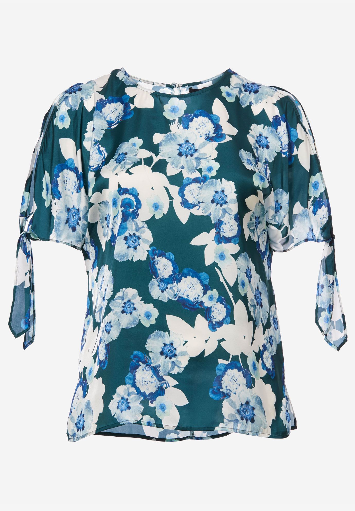 2019 plus size flower printed ombre satin t shirt