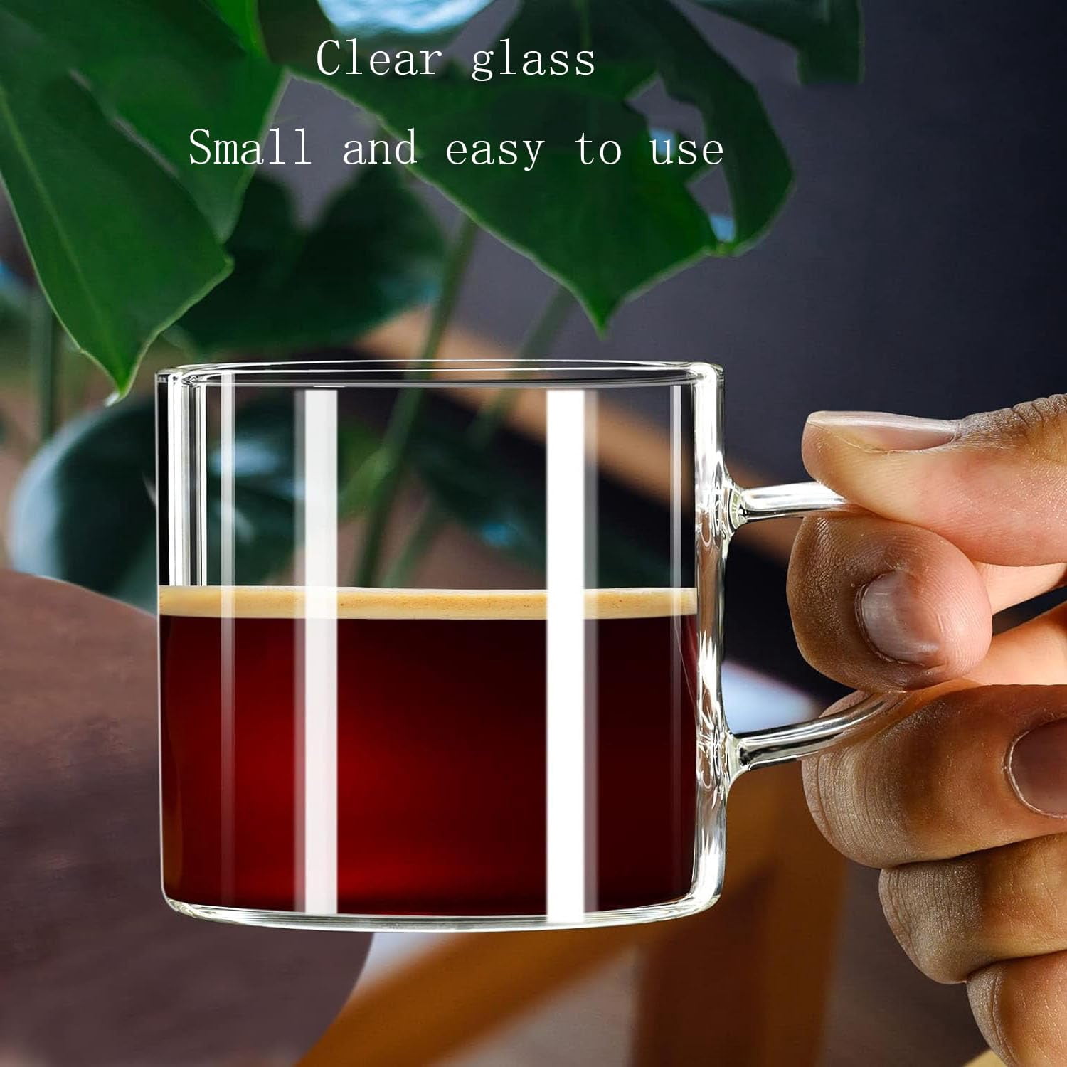 Espresso Cups Set of 8, Espresso Shot Glasses Mugs Small Tea Cups 4.5oz, Clear Glass with Handles for Cappuccino Coffee Tea