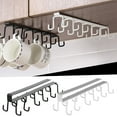thumbnail image 5 of Mug Hooks Under Cabinet, Under Cabinet Mug Holder Rack No Drilling Coffee Cups Holder Hanger Mug Organizer Rack Coffee Cup Hooks for Hanging Under Shelf for Cups, Kitchen Utensils(Black,10x3x2.7"), 5 of 6