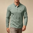 thumbnail image 6 of Long Sleeve Polos Shirt For Men Fashion Casual Breathable Golf T Shirts Lapel Button Business Office Wear (S, Army Green), 6 of 7