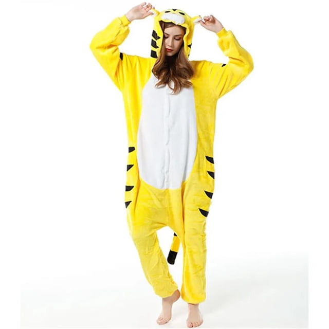 Mono de invierno con capucha de tigre Totoro para niños y adultos, pijamas de animales, ropa de dormir de Anime suave de lujo para niños y niñas xuanjing unisex