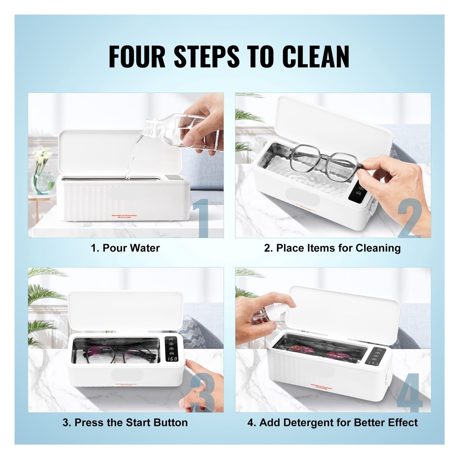 Ultrasonic Cleaner Machine 470ml w/ 4 Timer Modes,Portable ultrasonic jewelry cleaner w/ Cleaning Basket,for Eyeglasses