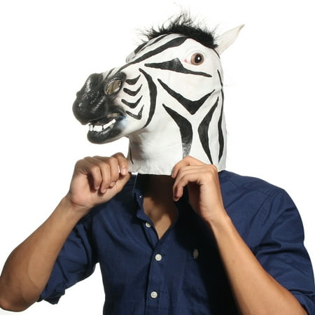 Zebra Animal Latex Masks Full Head Face Party Cosplay Horse Drama Costume Adult Child