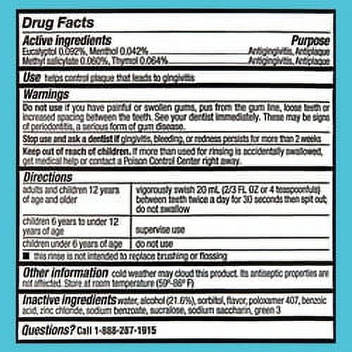 (4 pack) Equate Tartar Control Plus Mouthwash, Blue Mint, 1.5 L