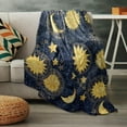 thumbnail image 6 of Flannel Fleece Throw Blankets, Boho Chic Golden Sun Moon and Stars Blue Black Sky Antique Style Decorative Blankets, Lightweight Super Soft Luxury Cozy Blanket for Stadium Couch Bed Sofa Chair, 6 of 6