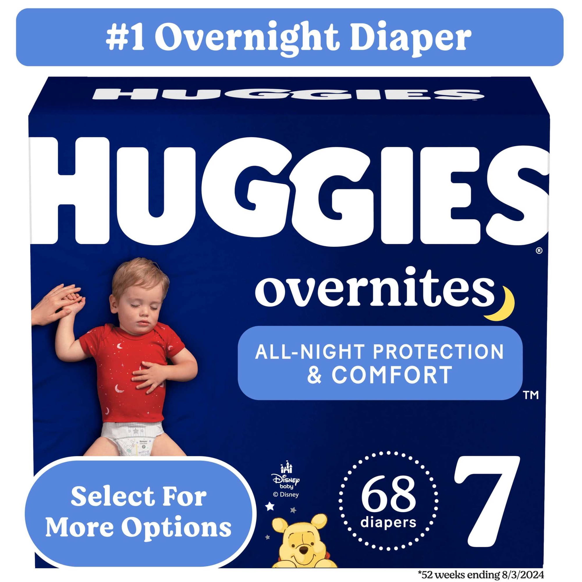 Huggies Overnites, Extra Absorbent Nighttime Baby Diapers Size 7, 68 Count