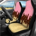 thumbnail image 2 of Pzuqiu 14 Pcs Automotive Seat Cover Accessories Ice Cream Pattern Front Back Car Seat Covers Auto Steering Wheel Center Console Cushion Pad Seat Belt Headrest Coasters Key Chain Breathable, 2 of 7