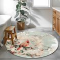 thumbnail image 3 of Round Rugs 4Ft, Christmas Round Area Rug Washable Indoor Throw Carpet, Xmas Birds Botanical Watercolor Berry Soft Non Slip Circle Rug for Kitchen Nursery Room Home Decor Aesthetic, 3 of 8