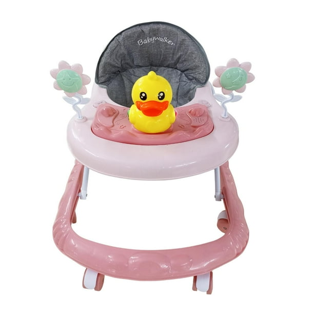 Andadera Plegable para Bebé, Luz y Sonido Interactivo 4 Alturas rosa Grande