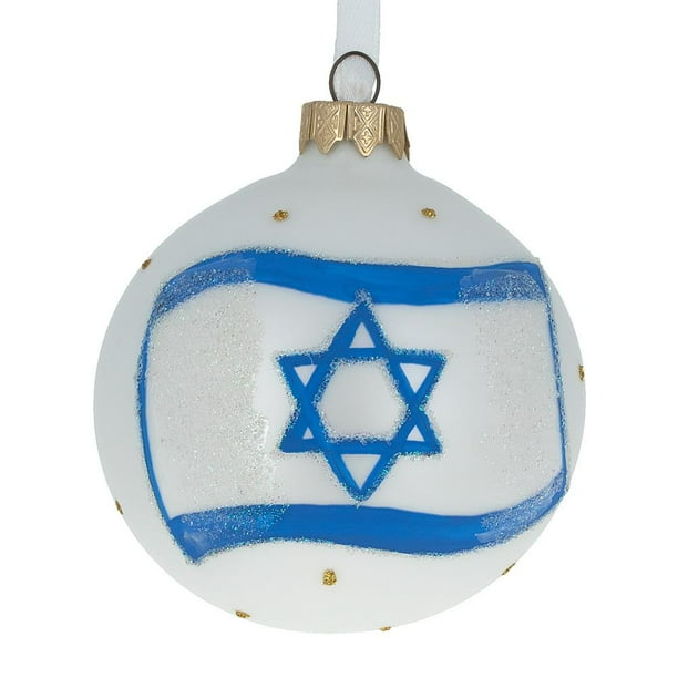 BestPysanky Flag of Israel Glass Ball Christmas Ornament