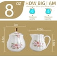 thumbnail image 4 of Royal Ceramic Sugar and Creamer Set Cream Pitcher, Sugar Bowl, Sugar Set with Lid & Spoon & Cake Stand, Coffee Serving Set Wedding Gift (Sugar and Creamer Set, Flower), 4 of 8