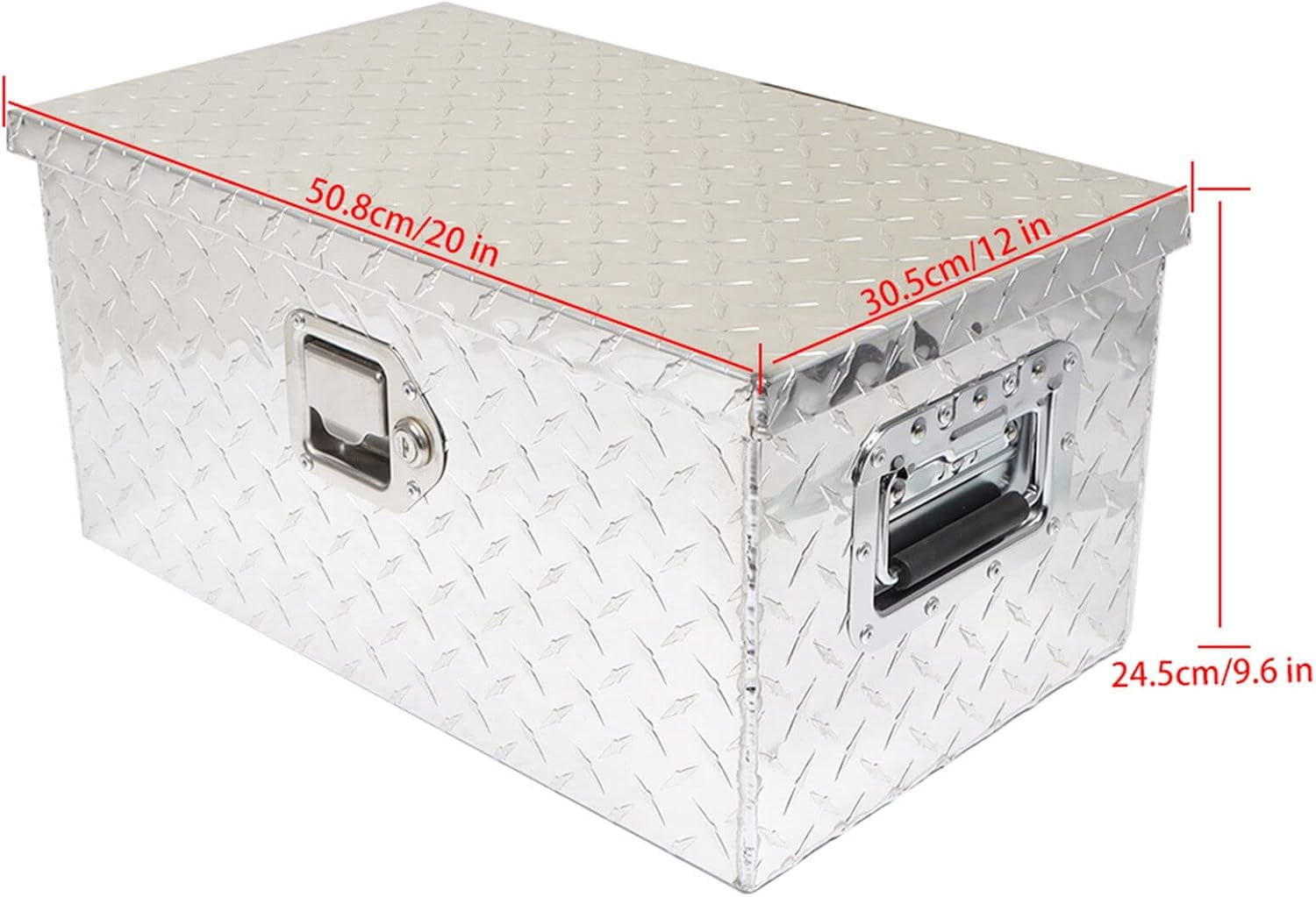 LABLT 20 Inch Aluminum Diamond Plate Tool Box Organizer Silver With Lock Key