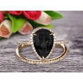 thumbnail image 1 of Bridal Ring Pear Shape 2.25 Carat Black Diamond Moissanite Wedding Ring Set Engagement Ring 10k Yellow Gold Claw Prong Halo Matching Band Vintage looking, 1 of 3
