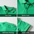 thumbnail image 5 of LittleSpring Big Boys Polo Shirts Size 10 Short Sleeve Green Uniform T-shirts Collared Cotton Tops Back to School Clothes, 5 of 6