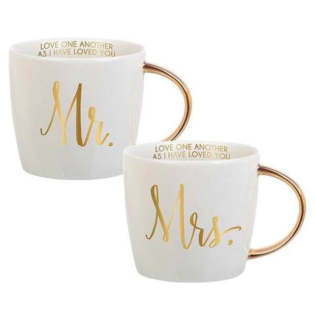 Creative Brands J0841 14 oz Tasses Poignée en Or - Mr. & Mrs.