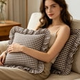thumbnail image 6 of 2 Pack Gingham Throw Pillow Covers Decorative Ruffle Square Pillow Covers for Couch Farmhouse Pillow Covers for Living Room Bedroom Home Decor, 6 of 6