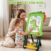 Zacro Easel for Kids, Double Sided Art Easel with Magnetic White Board and Chalk Board, Adjustable Drawing Board for Toddlers Boys and Girls Ages 2-6