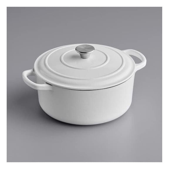 Cast Iron Enameled Pot/Casserole/Duch Oven 7 Qt. with Cover, Artic White