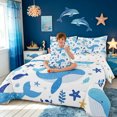 thumbnail image 3 of meiyoeat Cute Ocean Jellyfish Star Whale Twin Bedding for Boys Girls, Kawaii Marine Wildlife Bedding Comforter Set, Blue White, Polkadot Reversible, 7-Piece, 3 of 6