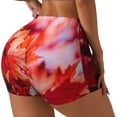 thumbnail image 2 of Sigee Autumn Maple Leaves Print Women's High Waist Workout Shorts - Squat Proof, Tummy Control, Yoga and Gym Activewear-Large, 2 of 9