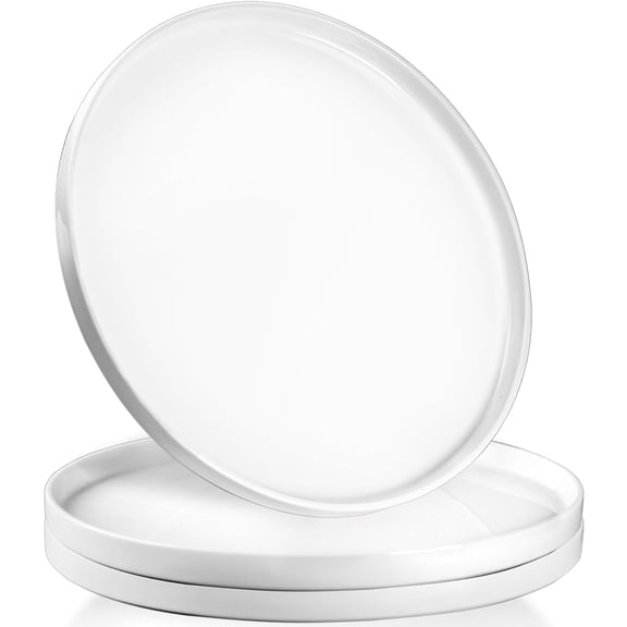 Dizada 12" Round Ceramic Serving Platters, 3 packs, Serving Trays for Entertaining, White