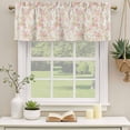 thumbnail image 3 of Pink Flowers Valances for Windows, Country Botanical Floral Leaves Romantic Light Filtering Kitchen Curtains, Rod Pocket Window Valance Curtains for Living Room Bedroom, 42" W x 18" L, 2 Panels, 3 of 9