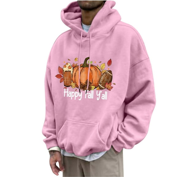 Lilgiuy Men's Hoodie Letter Printed Pullover Long-sleeved Top Hooded Sweatshirts for Home Leisure