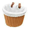 thumbnail image 3 of Cesta para bicicletas para niños,Cesta de almacenamiento para bicicletas,con correas de cuero,Cesta para bicicleta con marco frontal desmontable,Cesta Marrón, 3 of 8