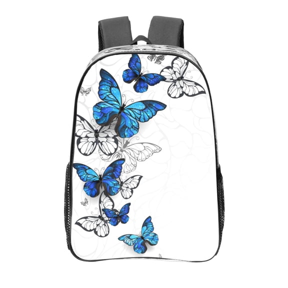 Kdxio Blue Flying Butterflies Clear Backpack, Transparent Bookbag for School for Women Men, Capacity Clear Bag for College, Travel