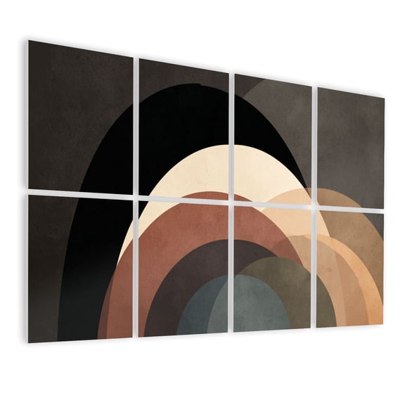 8 Pack Art Acoustic Panels Sound Absorbing Layered Circular Modern Subtle Decorative Soundproof Wall Panels Self Adhesive for Nursery Game Room Bedroom 48"x32"