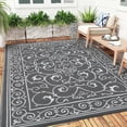 thumbnail image 3 of Garvee 8'x10' Outdoor Rug Waterproof Plastic Straw Rug, Reversible Outside Carpet UV Resistant Modern RV Mat for Backyard Garden Deck Poolside, Gray, 3 of 6