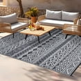 thumbnail image 6 of GlowSol 9' x 12' Outdoor Rug Plastic Patio Rug Plastic Straw Waterproof Rug Boho Reversible Camper Rug for RV Backyard Deck Picnic Beach, Gray White, 6 of 6