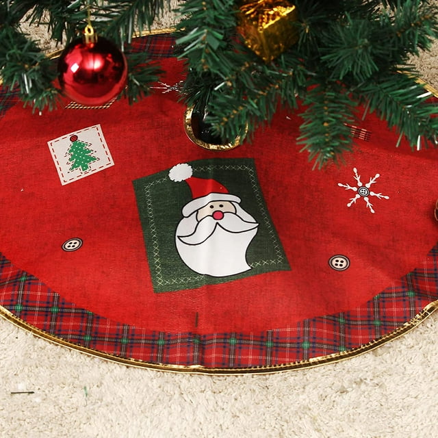 Red Christmas Tree Skirt, Small Christmas Tree Skirt 24inch for Xmas Tree Decor Holiday Party Decoration