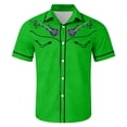 thumbnail image 5 of Shirts for Men Short Sleeve Vintage Western Cowboy Print Lapel Casual Summer Top Green XXXL, 5 of 5