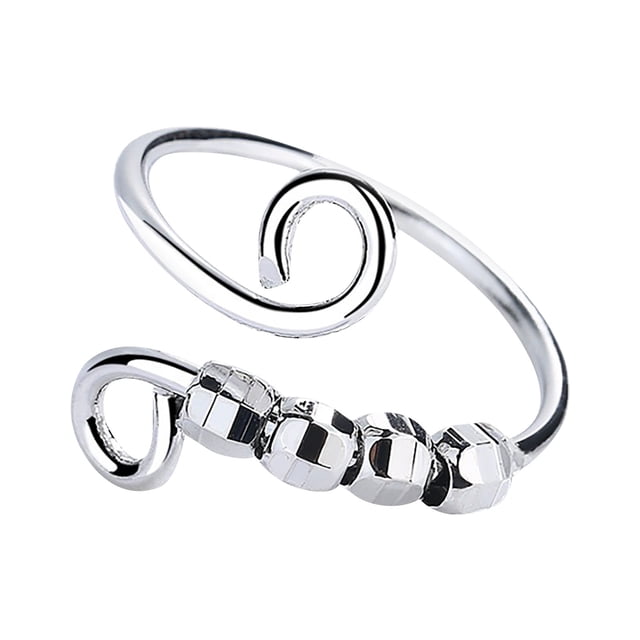Xihbxyly Anillos para La Ansiedad, Elegante Anillo de Cuentas Antiestrés, Joyería para Meditar y Aliviar El Estrés, Concentración y Calma En Cualquier Momento, Un Regalo Ideal para Amigos, Un Regalo
