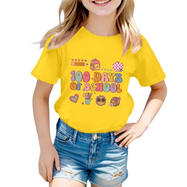 MEZZALL T-Shirts pour Enfants Garçons Filles Saison Scolaire Col Rond Manches Courtes Tee Été Décontracté T-Shirt Classique, 2-3 Ans