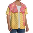 thumbnail image 4 of Fotbe Pink Ice Cream print Short Sleeve Button Down Shirts for Men Casual Summer Beach Wrinkle Free Shirt-X-Large, 4 of 7